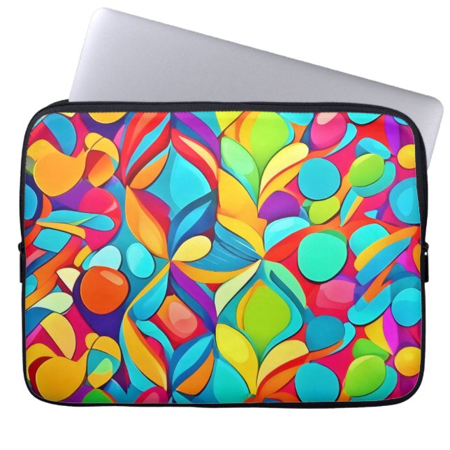 Housse Pour Ordinateur Portable Explosion Florale Abstraite Vibrante (Devant)