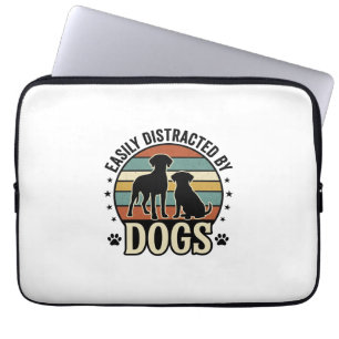 Housse Pour Ordinateur Portable Facilement distrait par les chiens Design silhouet