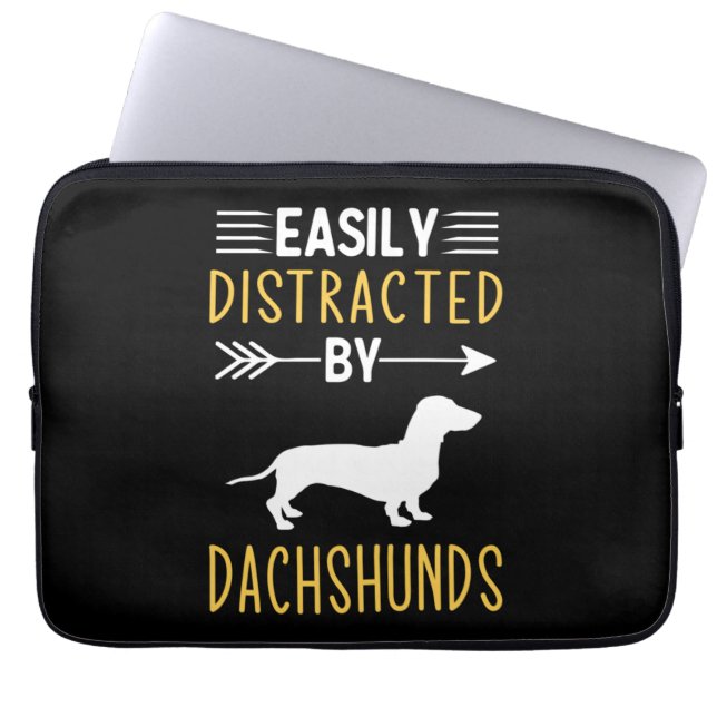 Housse Pour Ordinateur Portable Facilement Distrait Par Les Dachshunds (Devant)