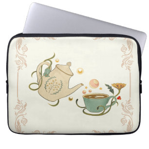 Housse Pour Ordinateur Portable Faecore Graphisme, Beige Heure du Thé