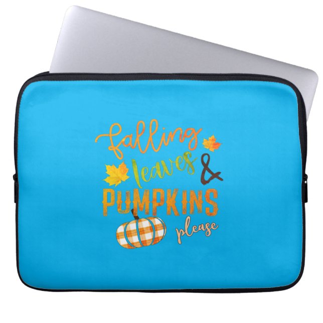 Housse Pour Ordinateur Portable Falling Feuille & Citrouille Please Thanksgiving (Devant)