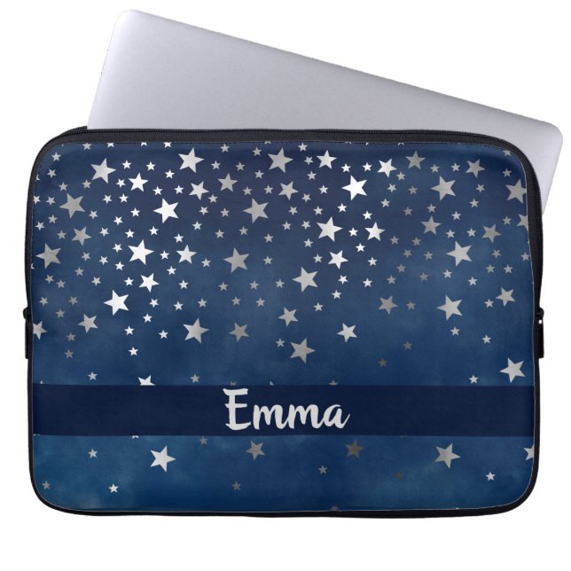 Housse Pour Ordinateur Portable Falling Silver Stars Celestial Personnalisé (Devant)