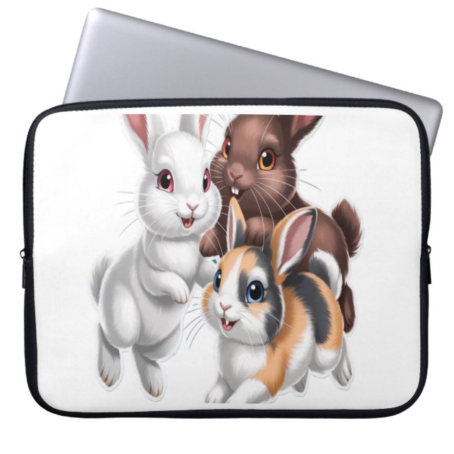 Housse Pour Ordinateur Portable Famille de lapins  (Devant)