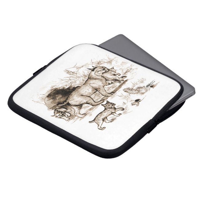 Housse Pour Ordinateur Portable Famille de Lynx roux (Devant haut)