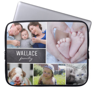 Housse Pour Ordinateur Portable Famille de nom personnalisé photo collage