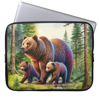 Housse Pour Ordinateur Portable Famille de ours mignon forêt