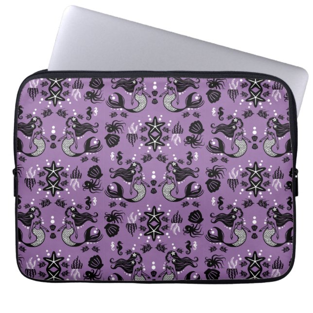 Housse Pour Ordinateur Portable Fantaisie de Sirène Violette (Devant)