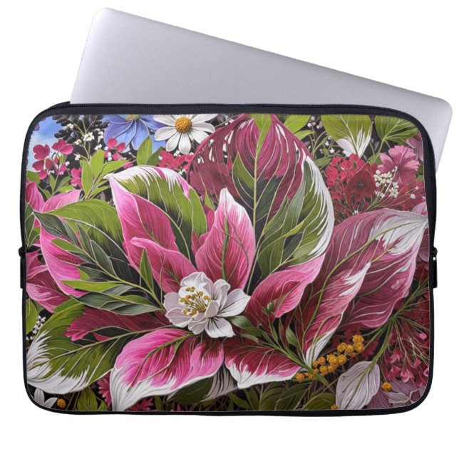 Housse Pour Ordinateur Portable Fantaisie florale accrocheuse (Devant)