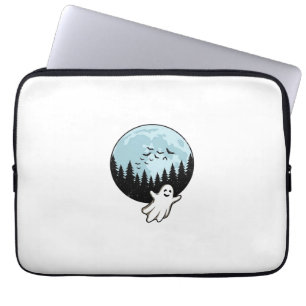 Housse Pour Ordinateur Portable Fantôme d'Halloween Forêt Sombre Lune Vintage_1