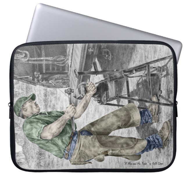 Housse Pour Ordinateur Portable Farrier Blacksmith en utilisant Anvil (Devant)