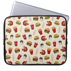 Housse Pour Ordinateur Portable Fast Food Burgers, Fries, Sundaes
