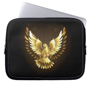 Housse Pour Ordinateur Portable Faux Gold Foil Peace Dove en noir