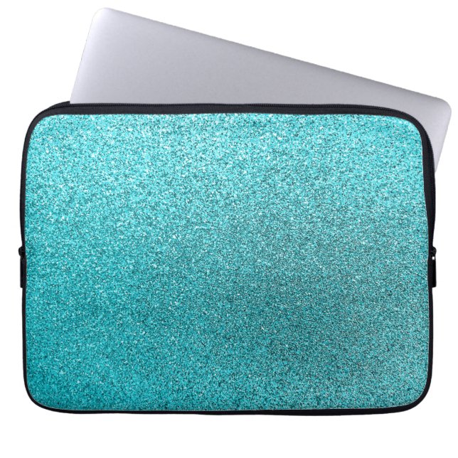 Housse Pour Ordinateur Portable Faux Turquoise Blue Parties scintillant Arrière -  (Devant)
