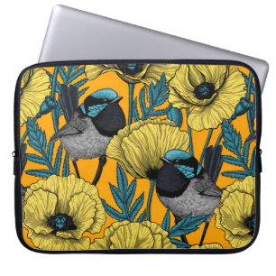 Housse Pour Ordinateur Portable Fée et pavots en jaune