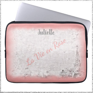 Housse Pour Ordinateur Portable Feminine Pink Paris La Vie en Rose