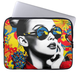 Housse Pour Ordinateur Portable Femme d'art pop avec lunettes de soleil