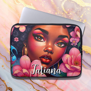 Housse Pour Ordinateur Portable Femme de couleur jolie Fleurs roses Personnalisé