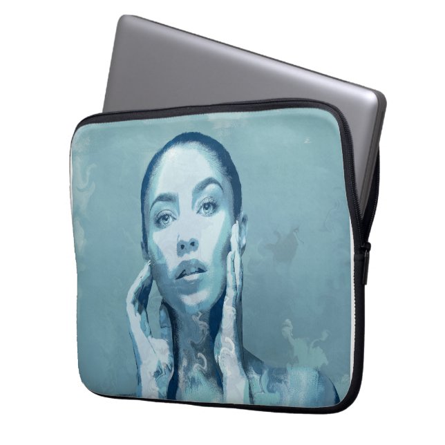 Housse Pour Ordinateur Portable "Femme en bleu" (devant gauche)
