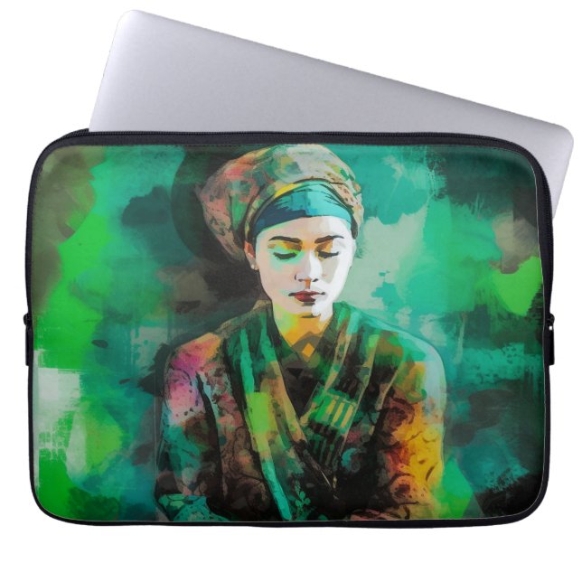 Housse Pour Ordinateur Portable Femme en vert (Devant)