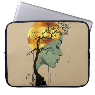 Housse Pour Ordinateur Portable Femme éthérée en silhouette d'arbre Lune