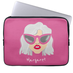 Housse Pour Ordinateur Portable Femme grand-mère cool avec lunettes Nom personnali
