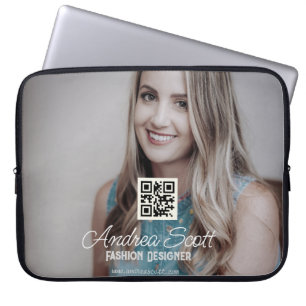 Housse Pour Ordinateur Portable Femme patronne d'entreprise ajouter photo nom q r
