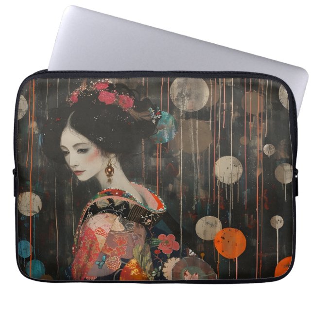Housse Pour Ordinateur Portable Femme pensive en Kimono (Devant)