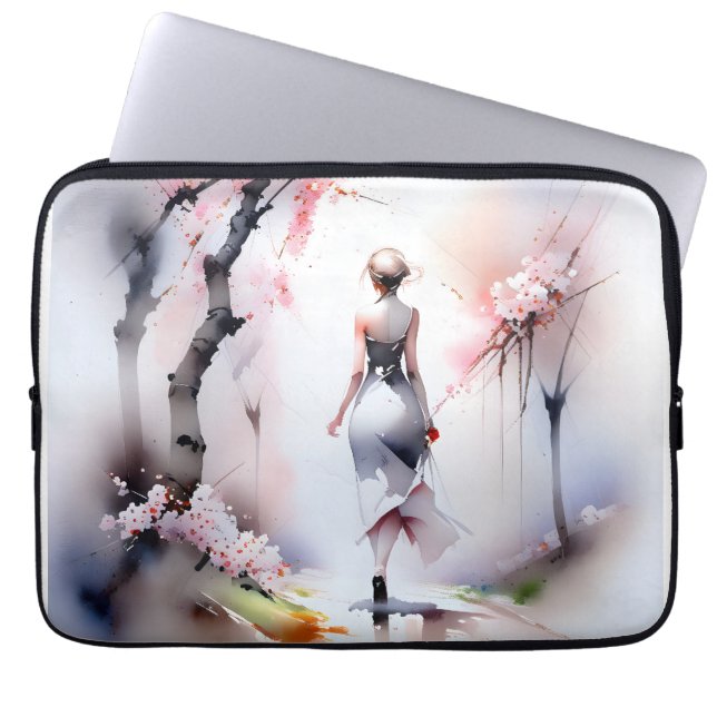 Housse Pour Ordinateur Portable Femme solitaire marchant (Devant)