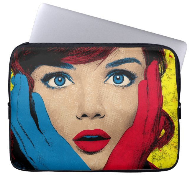 Housse Pour Ordinateur Portable Femme surprise dans l'art pop (Devant)
