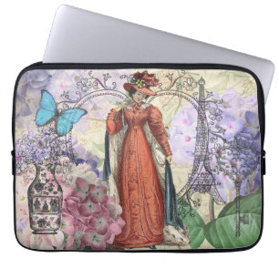 Housse Pour Ordinateur Portable Femme victorienne à la mode rouge colorée
