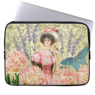Housse Pour Ordinateur Portable Femme victorienne florale rose Régence