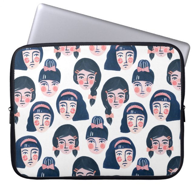 Housse Pour Ordinateur Portable Femmes fantasques : Dessin sur le visage (Devant)