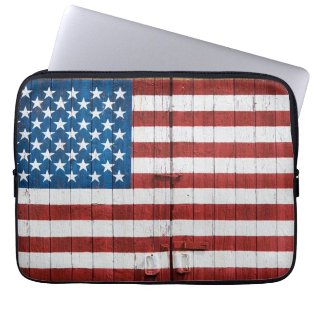 Housse Pour Ordinateur Portable Fermes | American Flag Barn Mural (Devant)
