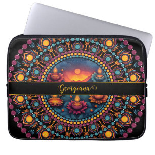 Housse Pour Ordinateur Portable Festival Diwali coloré personnalisé Mandala