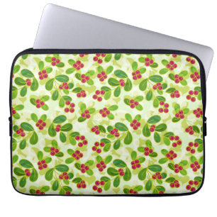 Housse Pour Ordinateur Portable Festive Motif de fruits de canneberge, vert