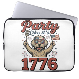 Housse Pour Ordinateur Portable Fête de chien patriotique comme c'est 1776 Vintage