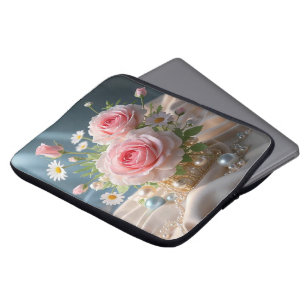 Housse Pour Ordinateur Portable Fête des mères Délicat roses roses et marguerites