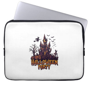 Housse Pour Ordinateur Portable Fête d'Halloween Château Hanté Citrouilles Chauves