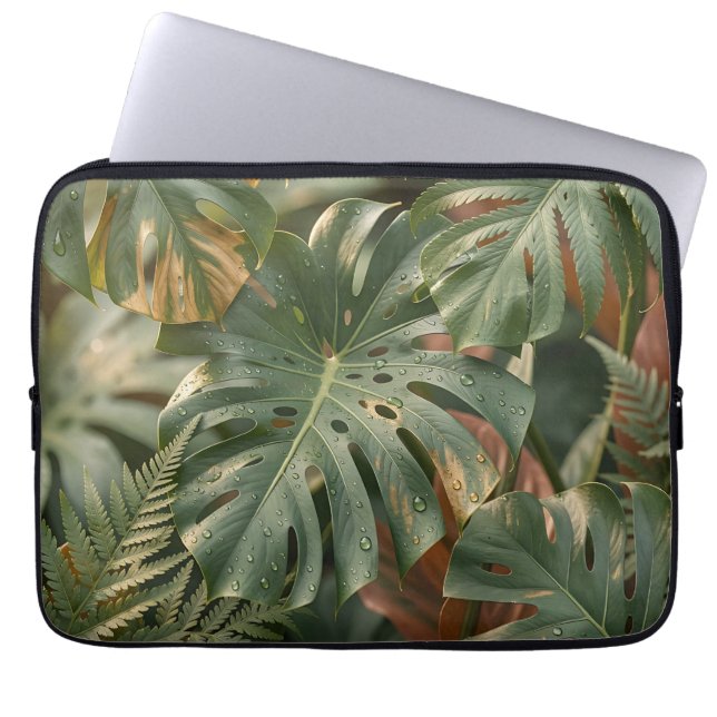 Housse Pour Ordinateur Portable Feuillage tropical luxuriant Monstera fougères Jun (Devant)