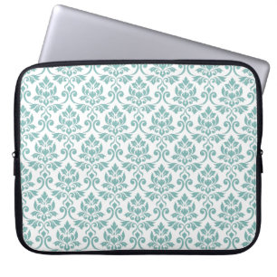 Housse Pour Ordinateur Portable Feuille Damask Motif Turquoise