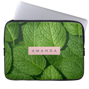 Housse Pour Ordinateur Portable Feuille de menthe fraîche verte vibrante personnal