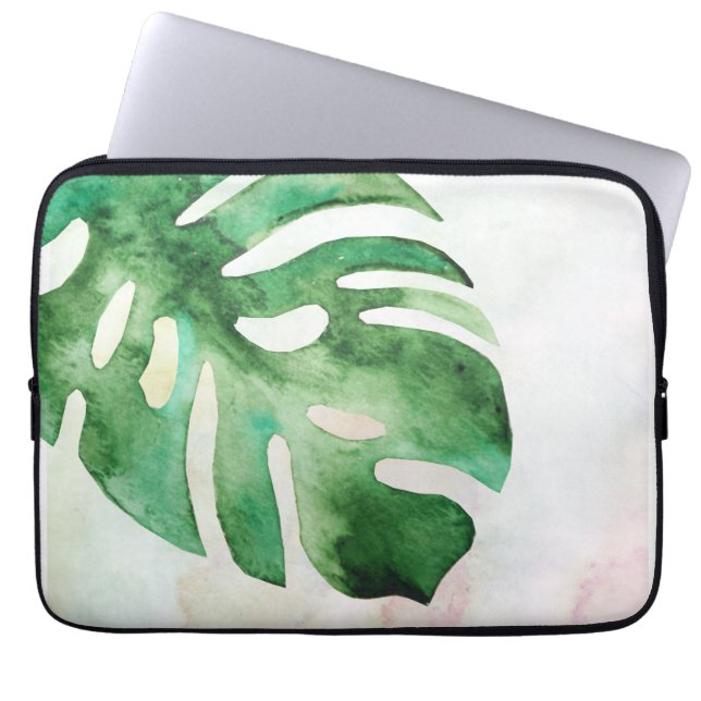 Housse Pour Ordinateur Portable Feuille de Monstera à l'aquarelle (Devant)