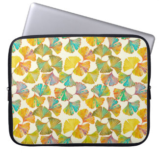 Housse Pour Ordinateur Portable Feuille Gingko sur le sol motif sans couture. Aqua