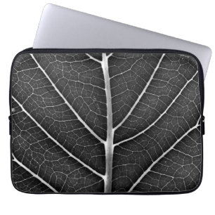 Housse Pour Ordinateur Portable Feuille lumineuse noir et blanc en gros plan