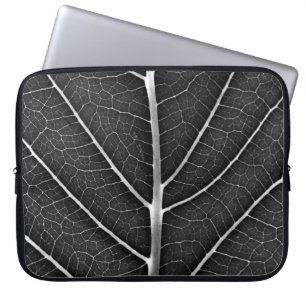 Housse Pour Ordinateur Portable Feuille lumineuse noir et blanc en gros plan