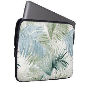 Housse Pour Ordinateur Portable Feuilles Blue Green Palm