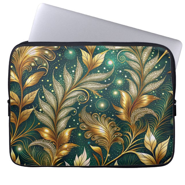 Housse Pour Ordinateur Portable Feuilles brillants d'ornement (Devant)