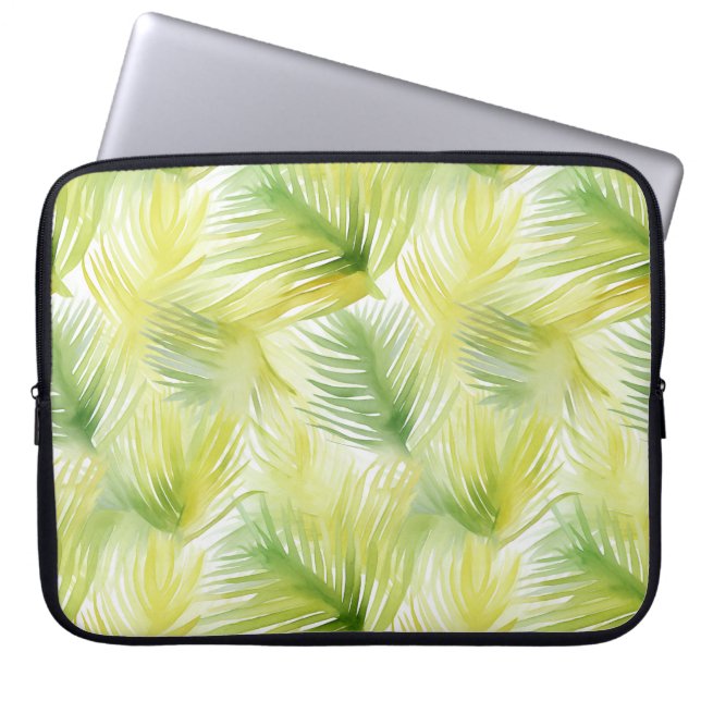 Housse Pour Ordinateur Portable Feuilles d'aquarelle tropicale (Devant)