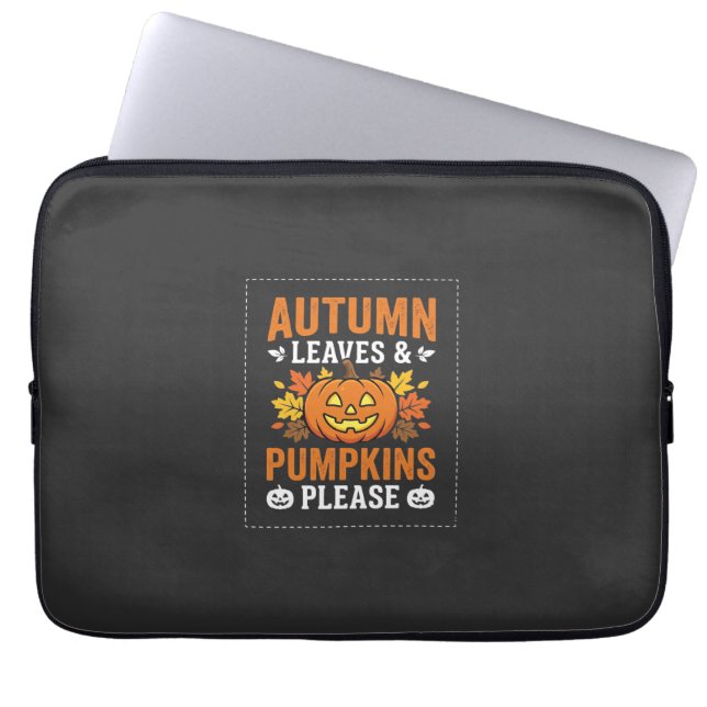 Housse Pour Ordinateur Portable Feuilles d'automne Citrouille Halloween Design (Devant)