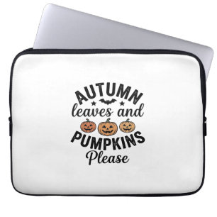 Housse Pour Ordinateur Portable Feuilles d'automne Citrouilles S'il vous plaît Vin